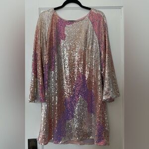 H&M Rose Gold Sequin Cocktail Dress Size Large